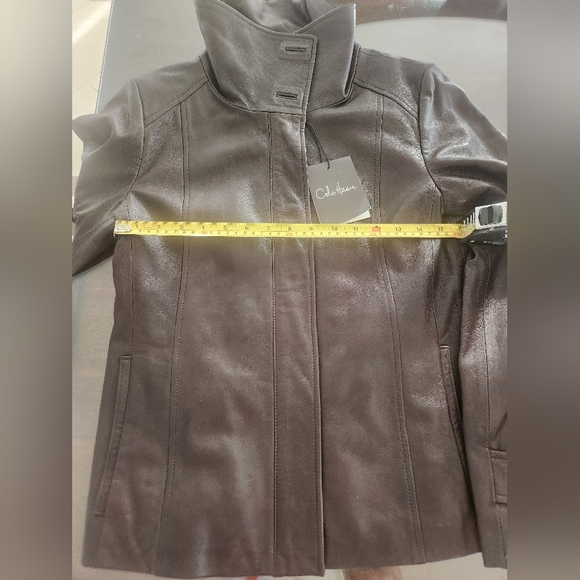 Cole Haan Women's Wing Collar Leather Jacke - Brown (Sz Small) - Picture 7 of 9